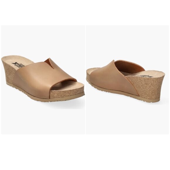 Mephisto Lisane Slide Sandal Women - Camel Scratch Leather Size US 8/ EU 38 - Picture 1 of 7